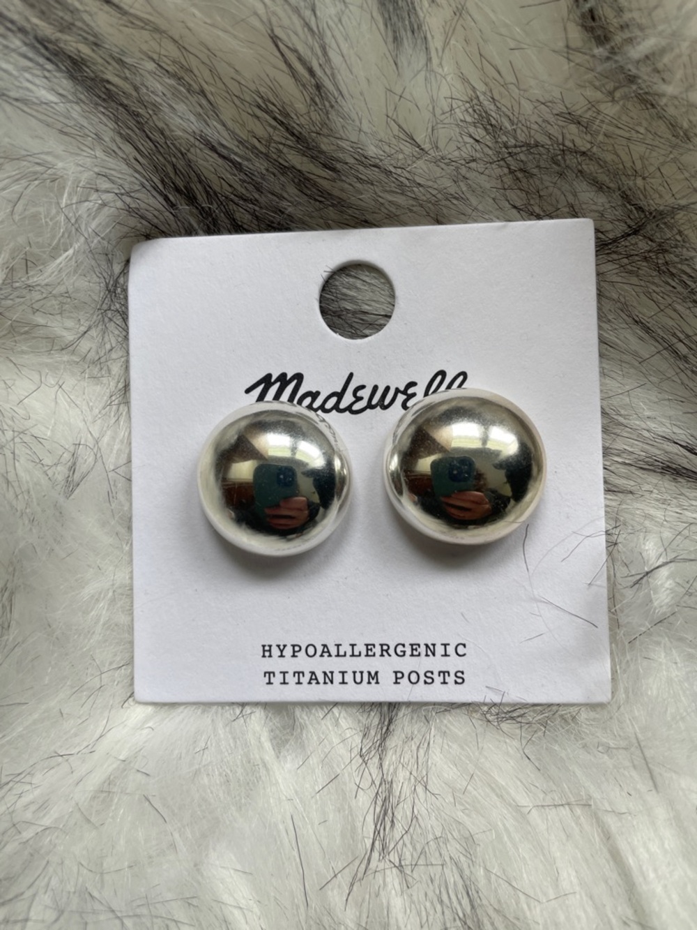 Madewell Shiny Silver Dome Button Earrings
